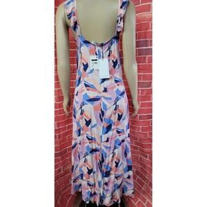 Basement Collection Size S Naive Sport Multicolor Long Ruffled Dress NWT #H